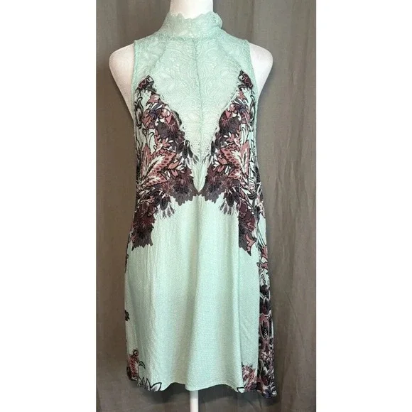 Intimately Free People Marsha Lace Slip Dress Turquoise Blue Floral Flowing XS - Picture 1 of 16